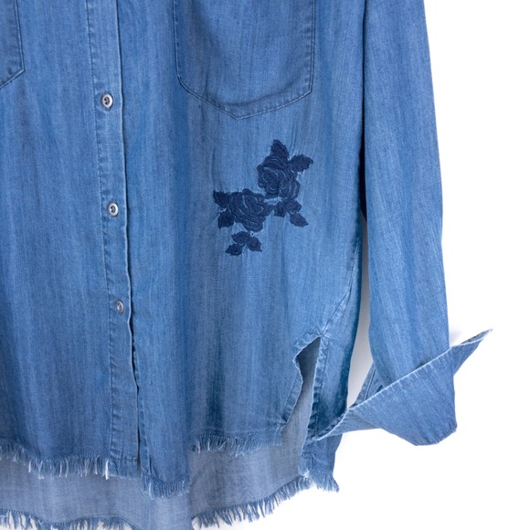 B I L L Y   T • Raw Hem Embroidered Button Down - Picture 6 of 6